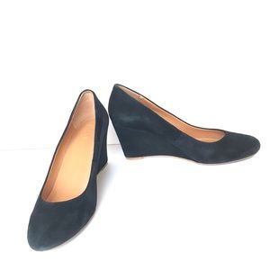 J. Crew Black Suede Wedge Style Heels 9.5